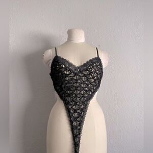 Delicates Vintage Black Lacy One Piece Size Small